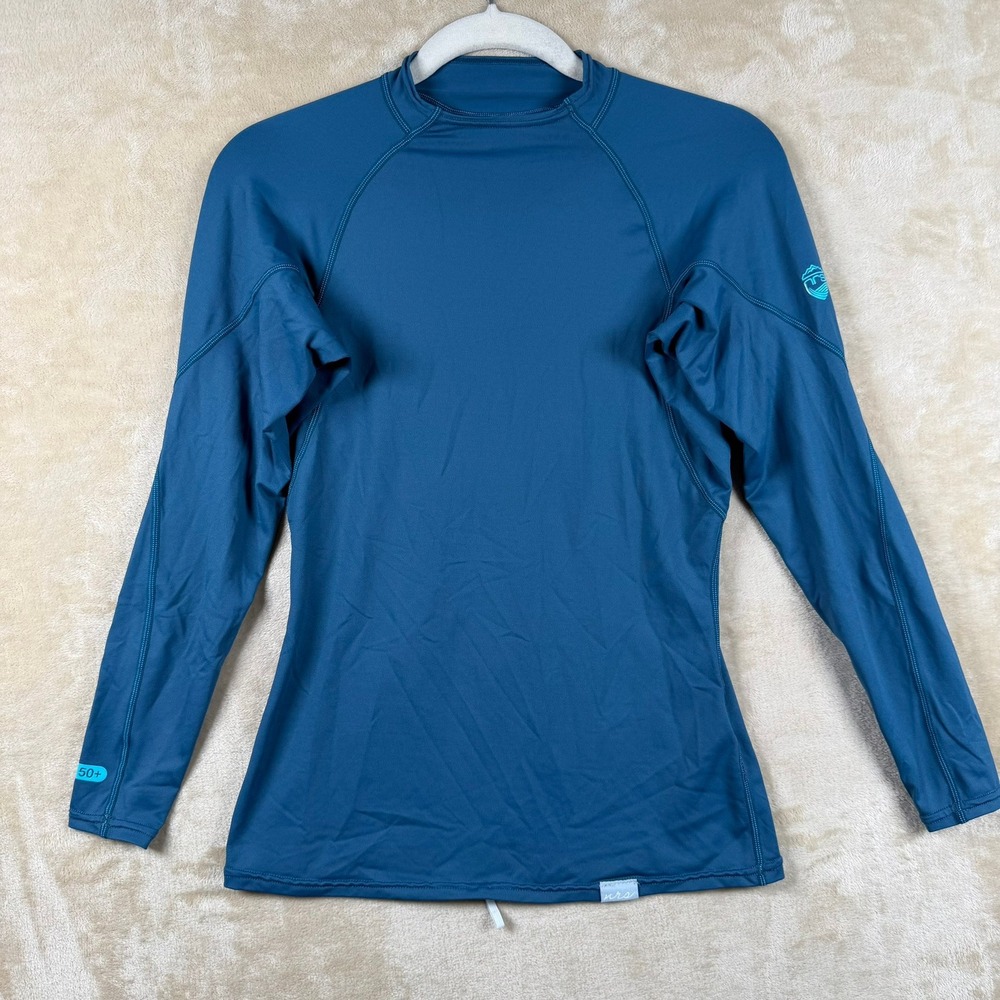NRS Womens S Long Sleeve Rash Guard UPF 50+ Teal Blue Active Water Shirt